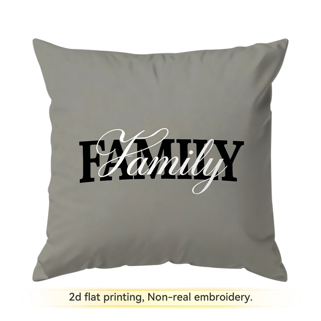 Housse de coussin décorative en polyester avec texte imprimé pour canapé, style maison chaleureuse et simple, 40/45/50 cm