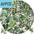 50pcs green plant leaf stickers, suitable for decorating computers, refrigerators, storage boxes, waterproof PET stickers