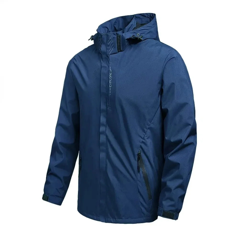 Autumn New Men's Outdoor Jacket Hooded Zipper Fashion Slim Fit Windbproof Coat Camping Hiking Waterproof Casual Outerwear