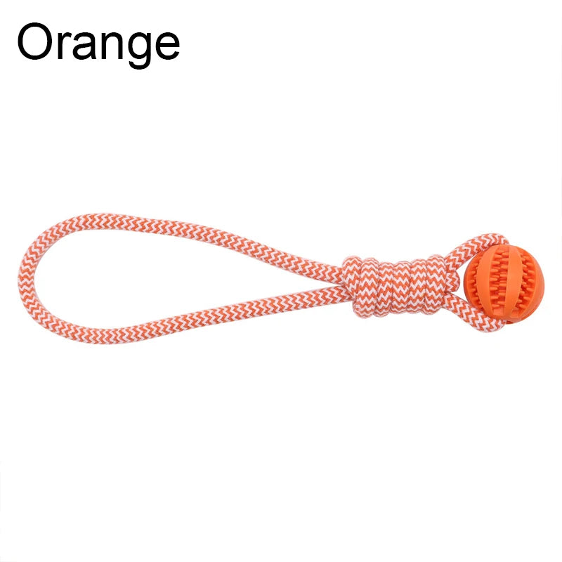 Juguete para perros, pelota dispensadora de premios de cuerda de algodón resistente para sostener con la mano, pelota interactiva tipo rompecabezas para limpiar los dientes y adiestramiento