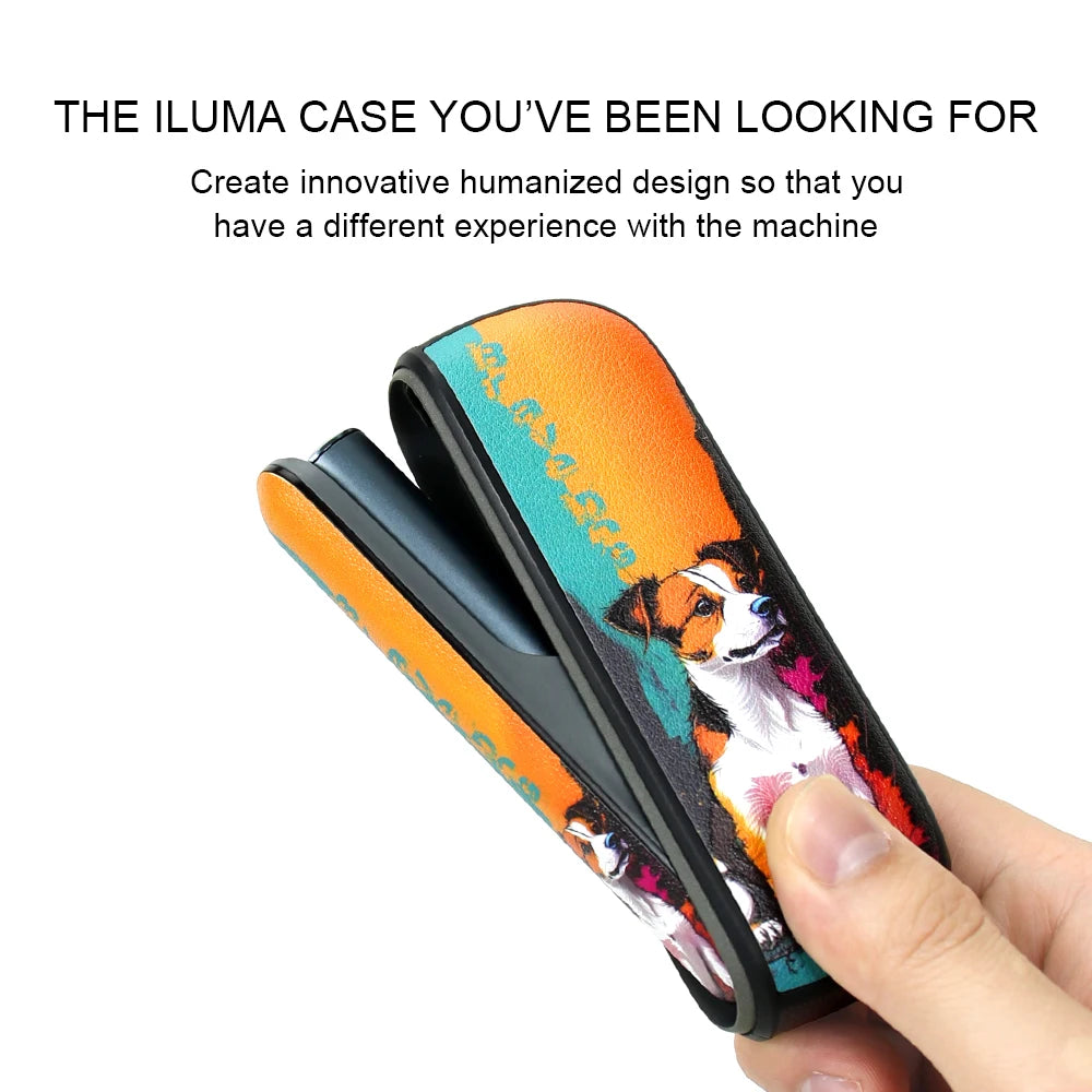 Funda protectora de piel sintética para ILUMA, portátil y resistente a los golpes, el accesorio para cigarrillos electrónicos con estampado de perro.