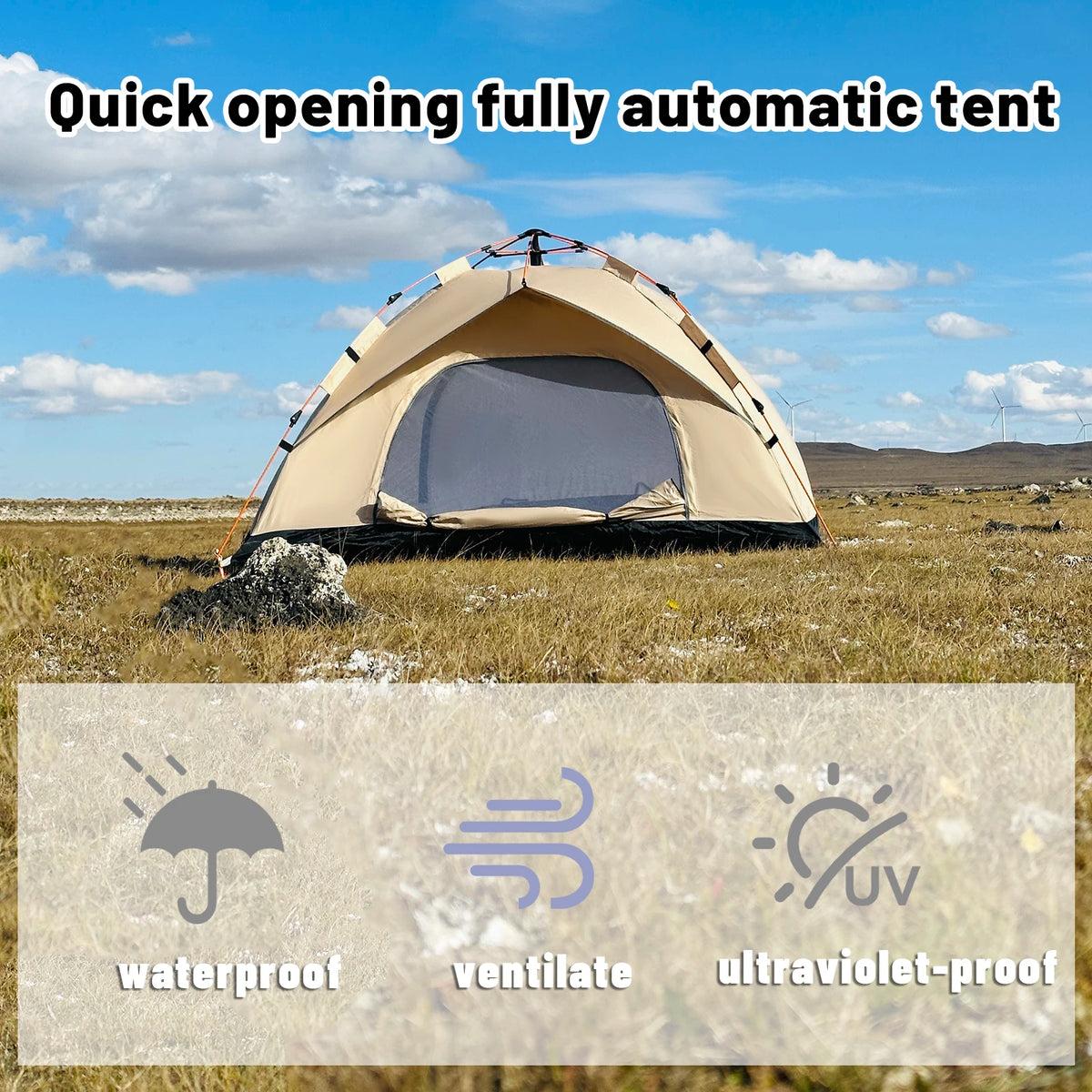 Automatic Camping Tent for 3–4 People – Four-Season Pop-Up Shelter