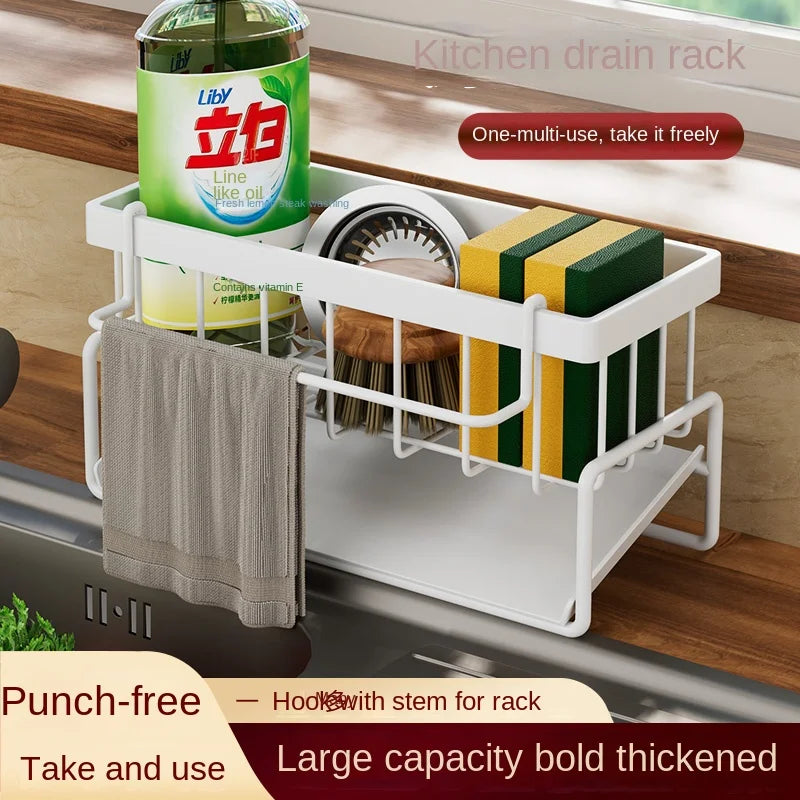 Estante de acero inoxidable para cocina, escurridor para esponjas, escurridor para fregadero, accesorios para lavar platos, soporte para paños de cocina, escurridor