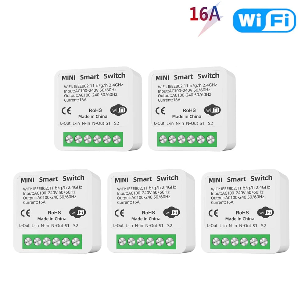 16A Tuya WiFi Smart Switch 2-way Control with Energy Monitor Switch Mini Smart Breaker Smart Life Control  Alexa Via Google Home