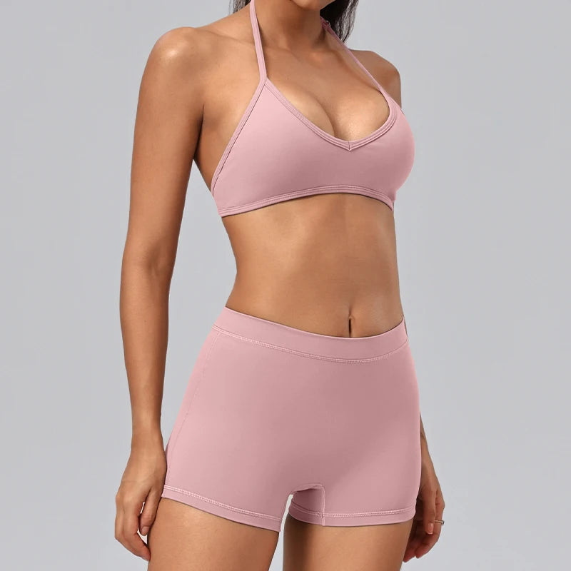 Ensemble yoga femme, 2 pièces, haut et short