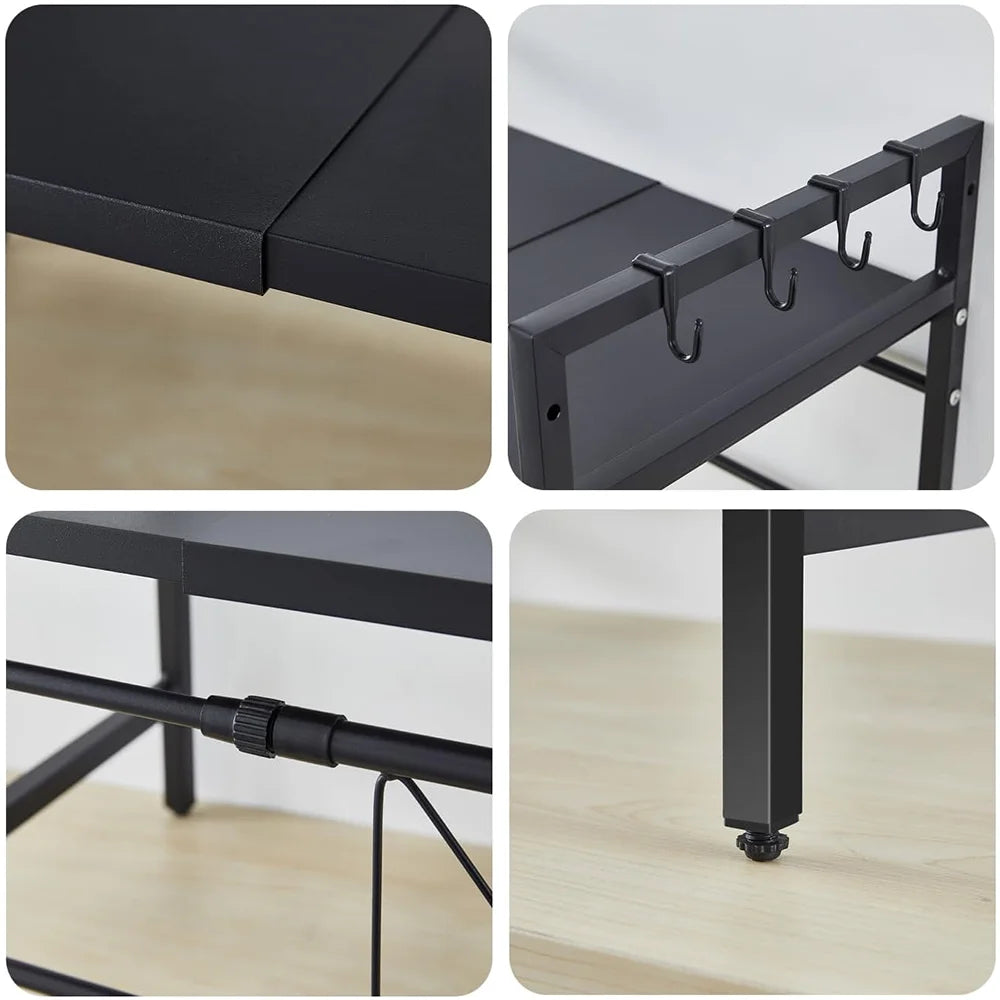 Étagère de rangement pour four à micro-ondes à deux niveaux, extensible, à poser sur le plan de travail, accessoires de cuisine