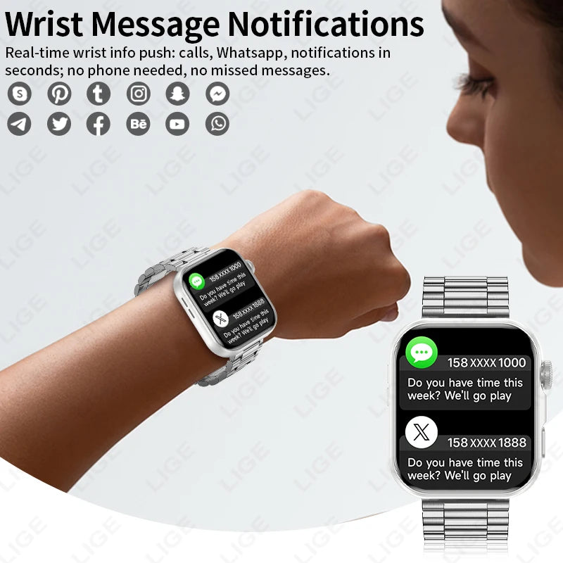 LIGE New 1.83" AMOLED Screen Sports Smart Watch For Men Built-in 24 Hours Daily Monitoring Man Watches Bluetooth Call Smartwatch