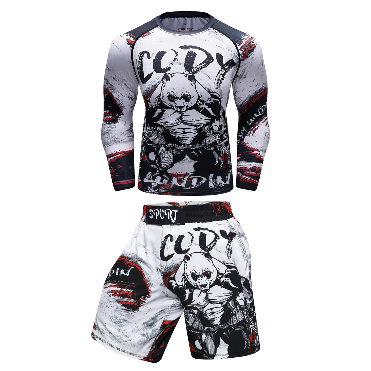 2 PCS Sports Suit Bjj Jiu Jitsu Gi Rashguard+MMA Shorts Muay Thai Pants Cool Boxing Grappling Wear Gym Fitness Running Clothes