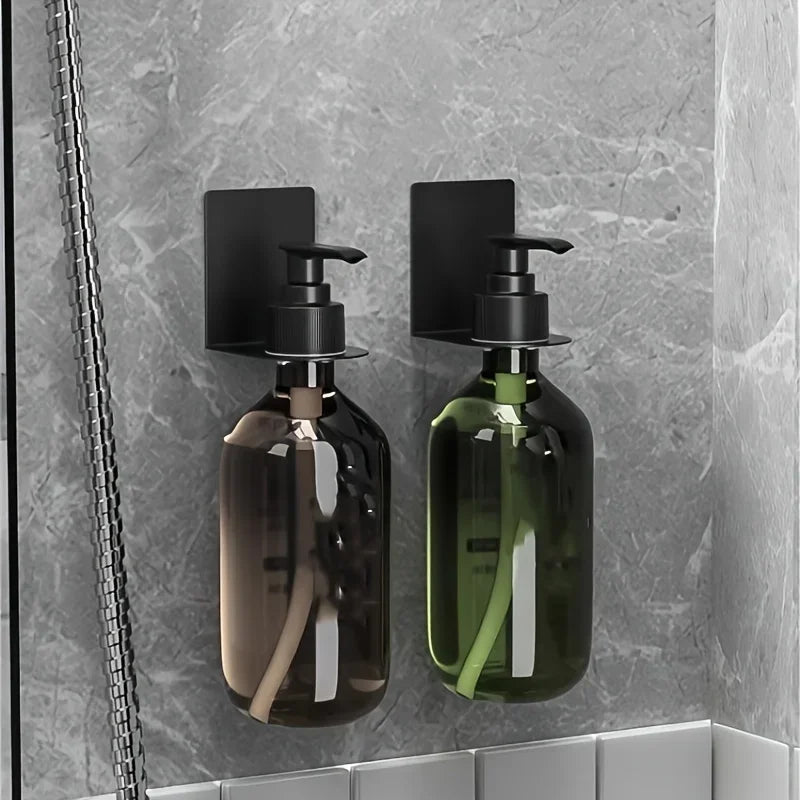 2 crochets muraux en acier inoxydable pour bouteilles, porte-flacons rechargeables pour shampoing, accessoires de salle de bain, crochets à fixer au mur