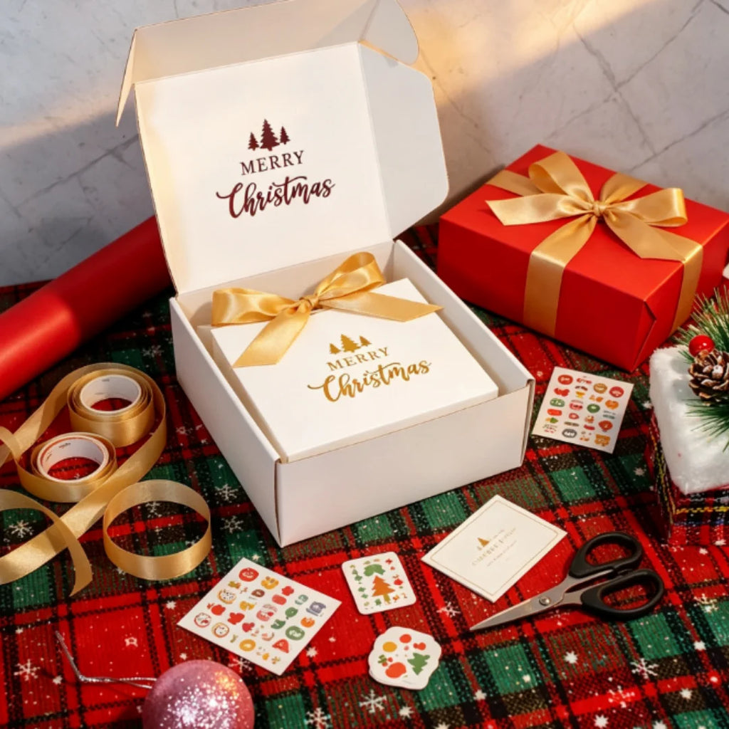 Christmas Kraft Paper Gift Boxes Xmas Candy Cookie Packaging Box Merry Christmas Party Favor Box Holiday Decoration Supplies