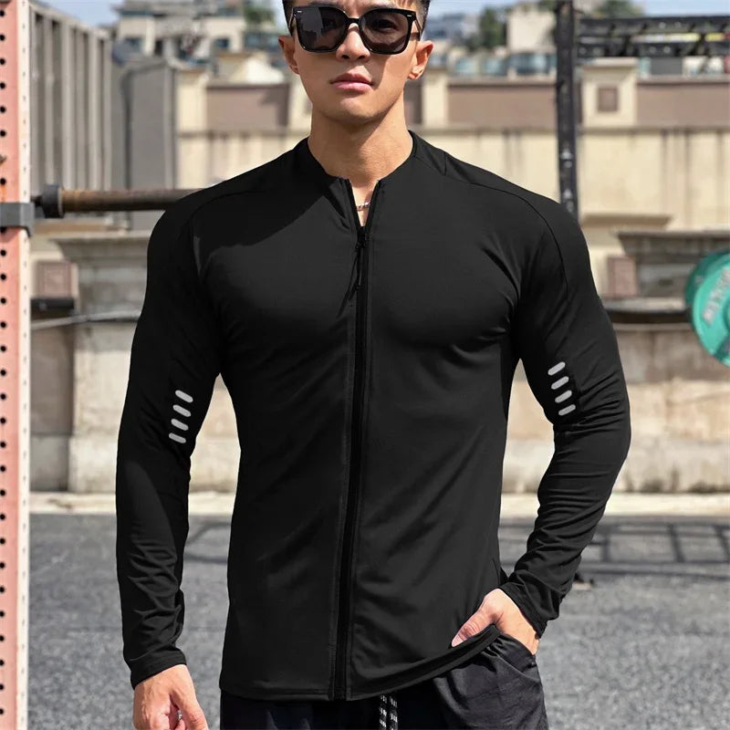 Felpa sportiva uomo a maniche lunghe con zip
