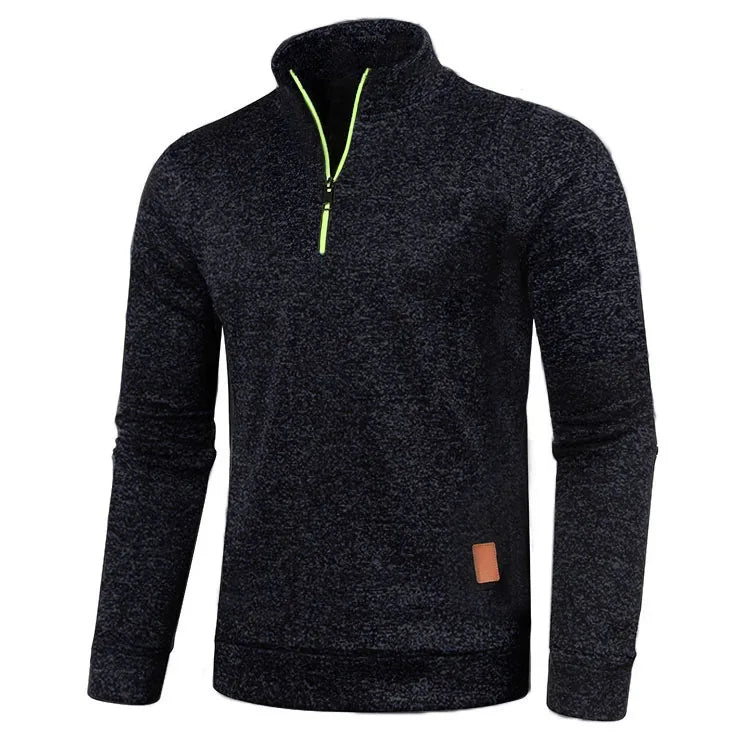 Autumn Winter New Men's Long Sleeves Zipper Knit Thin Fashion Hoodies Sweatshirt Solid Color Thicker  Top Slim Fit Male Clothing