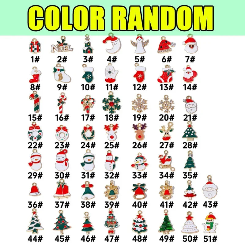 Random Mix Enamel Christmas Charms Elk Snowman Santa Claus Pendants for Jewelry Making Earrings Necklace DIY Accessories