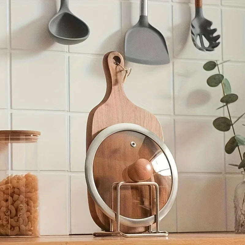 1 pz. Organizer salvaspazio combinato per coperchi e taglieri in acciaio inox - Supporto robusto da appoggio, organizer per cucina