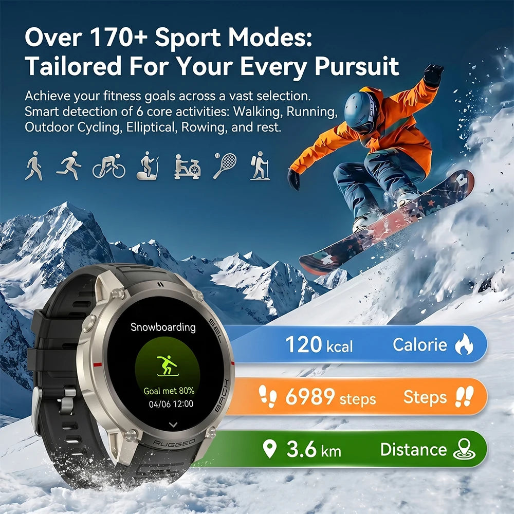 2026 NEW GPS Offline Maps Sport Smart Watch Men AMOLED Display 170+Sports Modes Barometer Compass Swim Waterproof Smart Bracelet