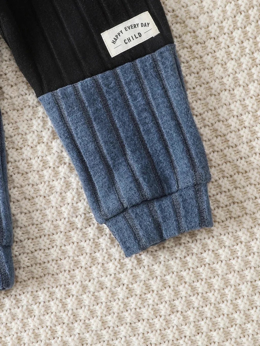 0–2 Jahre Baby-Herbstset für Jungen, Color-Blocking-Design, gestreiftes Strickoberteil mit langen Ärmeln und Hose mit Einsätzen, 2-teiliges Set, lässige Babykleidung