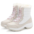 Bottes imperméables à talons pour femme pour l'hiver 2023, bottines à plateforme Tren, chaudes pour la neige, doublure en peluche, bottines courtes d'extérieur