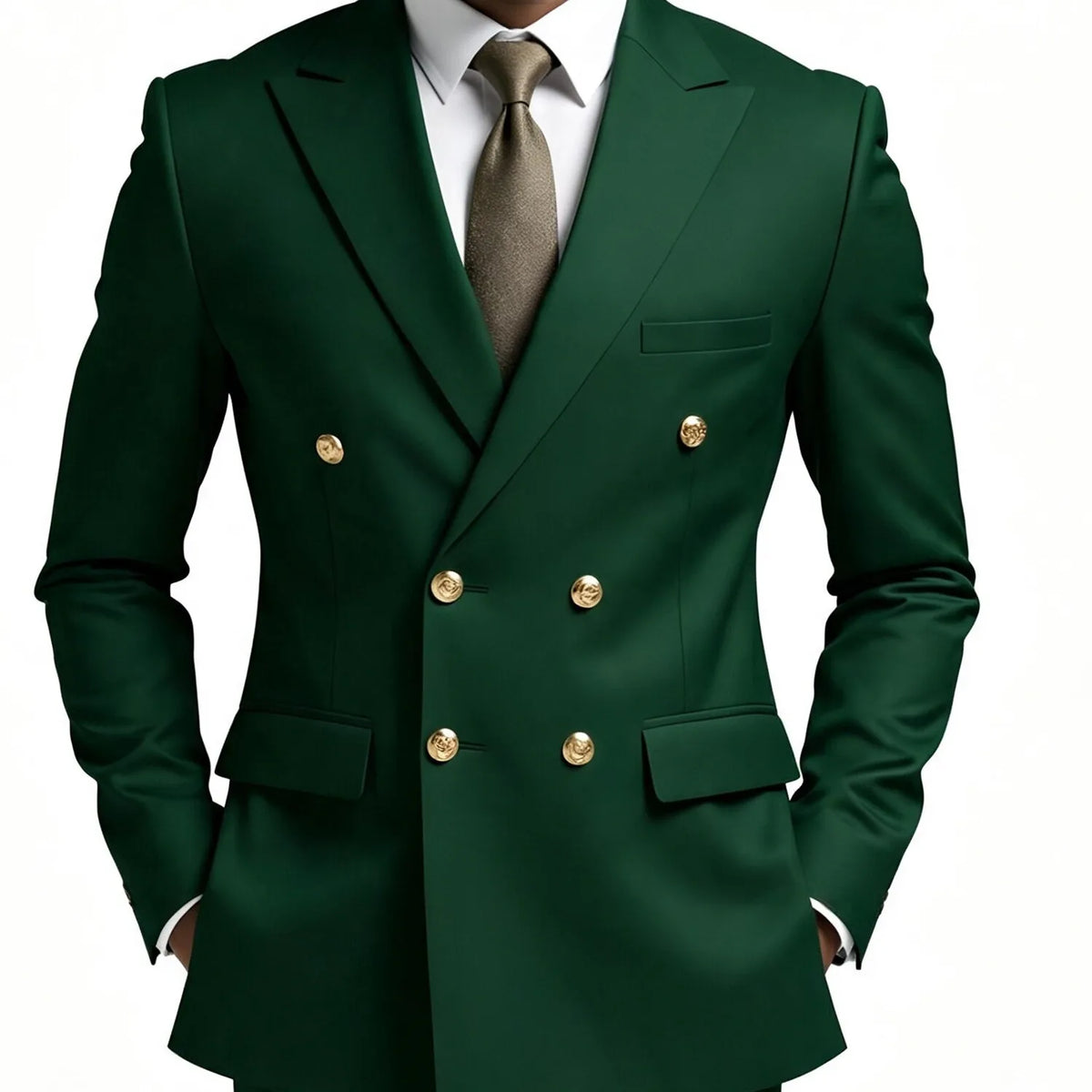 Business Men Suit Double Breasted Coat Jacket Blazer Tuxedos Tailored Peak Lapel Only Jacket