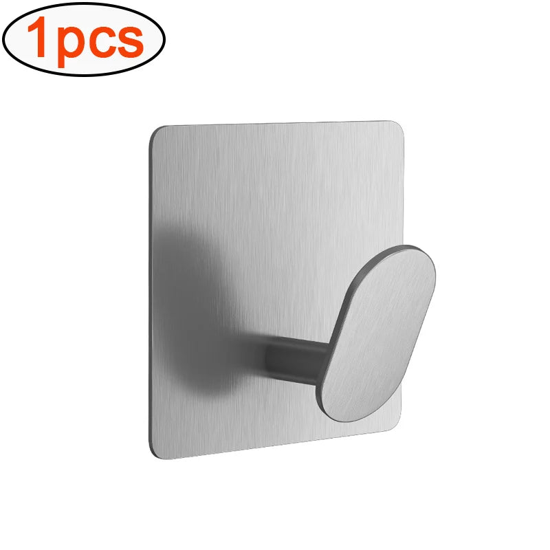 4/1pcs Stainless Steel Bathroom Robe Hooks Adhesive Wall Hook Towel holder Bathroom Kitchen Hardware Multi-Purpose Hanger Hook