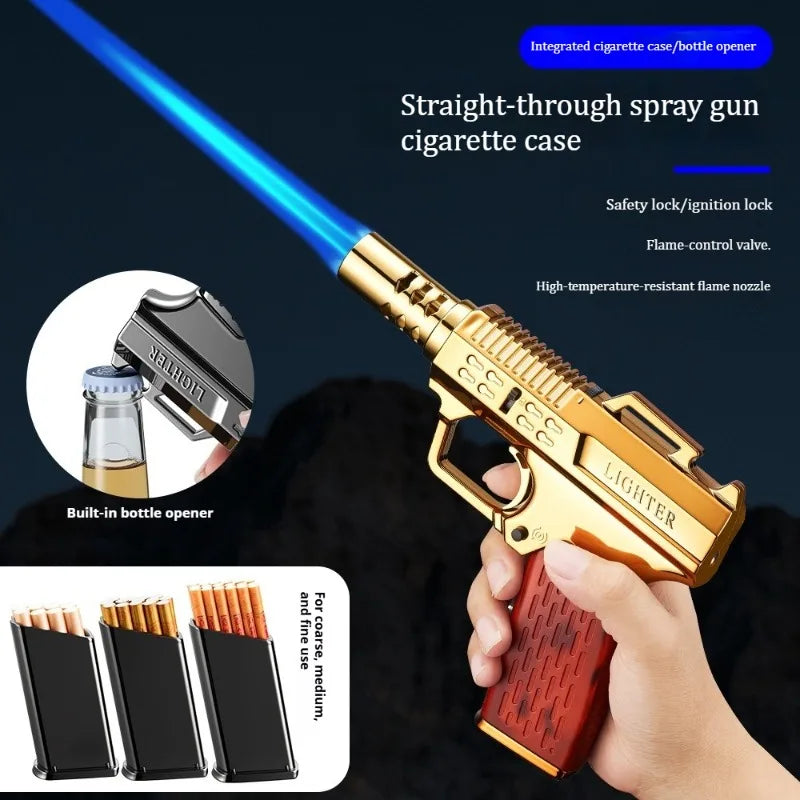 Nouveau briquet coupe-vent 3-en-1 intégré à un étui à cigarettes avec décapsuleur pour le stockage de cigarettes multi-formats