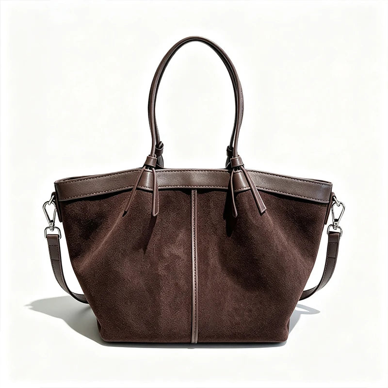 Suede Bags Women Handbag Genuine Leather 2026 Luxury Designer Shoulder Bag Lady First Layer Cowhide Casual Tote Handbags Women
