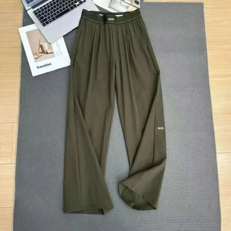 2026 Women’s Loose Casual Pants, Summer High-Waisted Lightweight Yoga Pants, Breathable Draped Straight-Leg Wide-Leg Sweatpants
