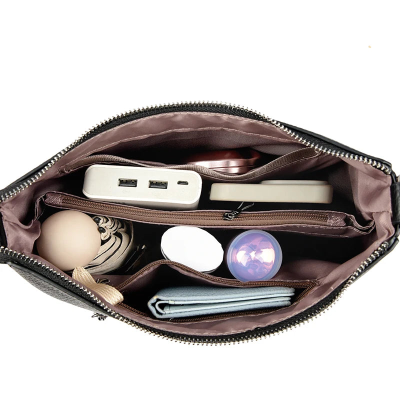 Women's Luxury Designer Top-Handle Bags Soft Leather Handbag Ladies Solid Color Shoulder Crossbody Bag Messenger Commuting Sac