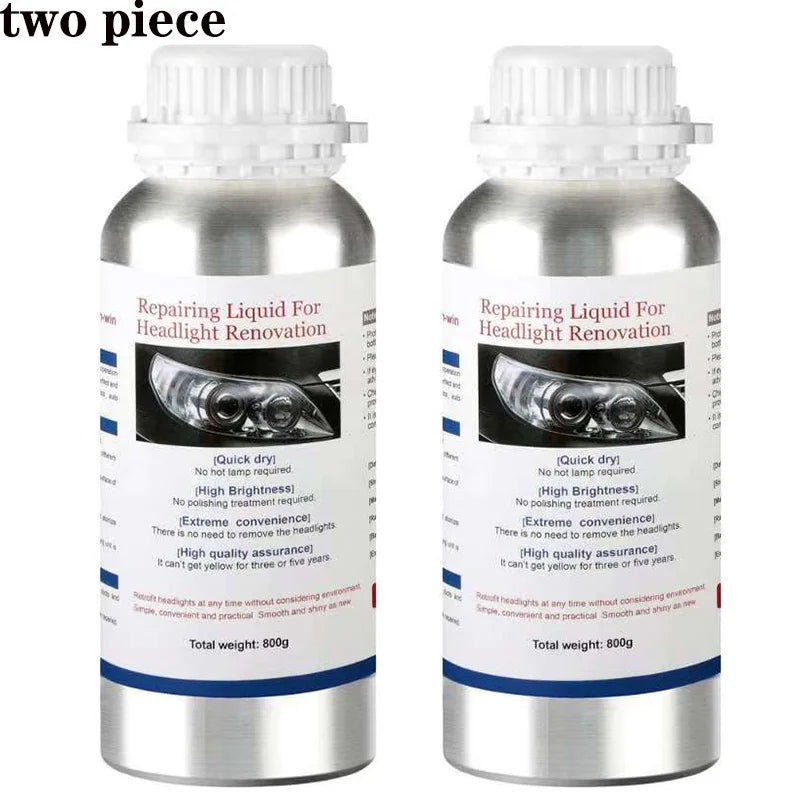 2 PCS Polish liquide polymère pour phares de voiture 800ML Rénovation polissage réparation de phares de voiture Liquide de restauration de phares Besteam Auto Part