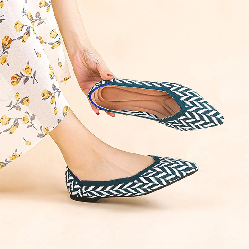 Zapatos planos para mujer 2025, nuevos modelos de moda con varios colores hermosos, zapatos tejidos y transpirables