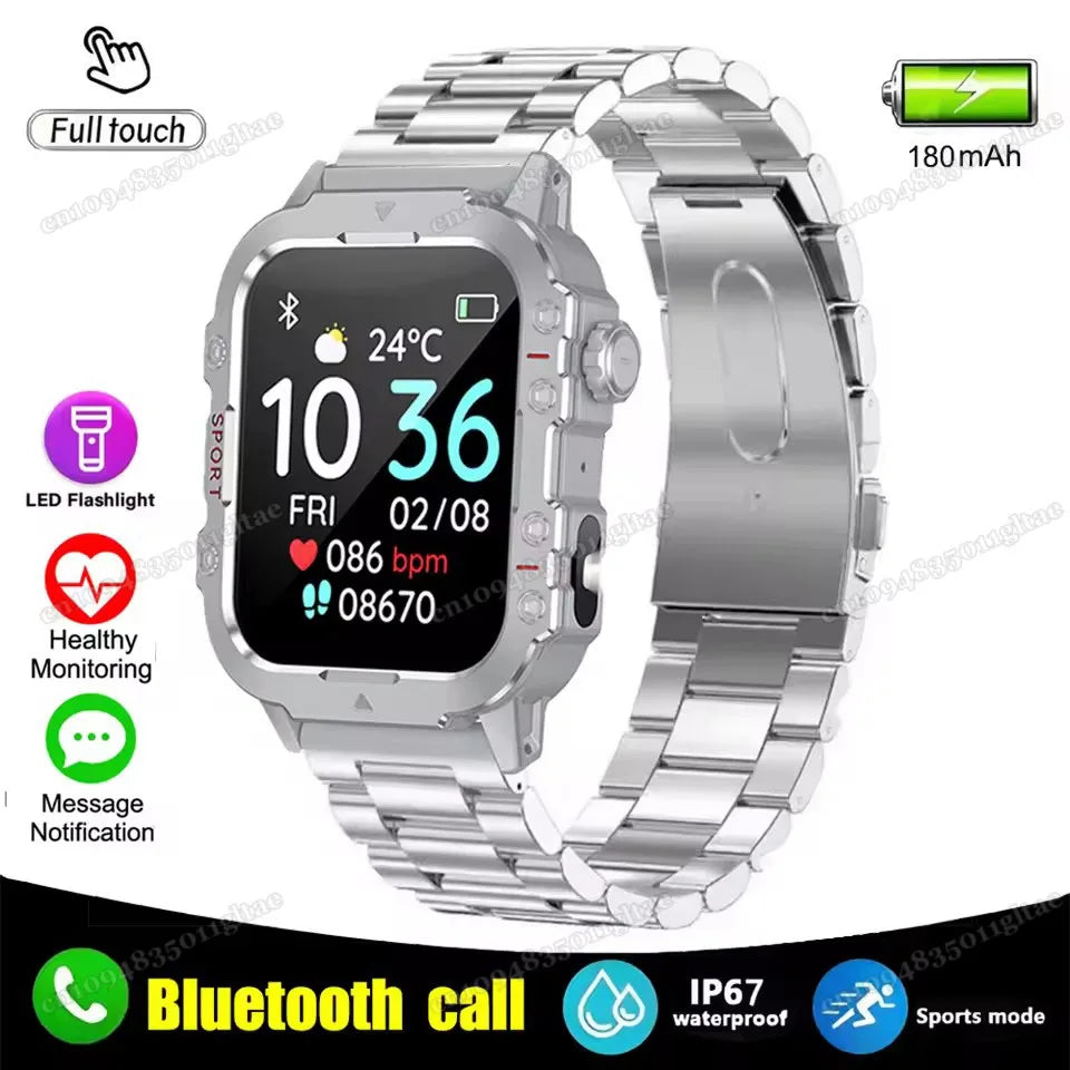 2026 New Military-grade Smart Watch Men GPS Flashlight 3ATM Waterproof Watch Bluetooth Call 100+Sport Outdoor Smartwatch Pk HT30