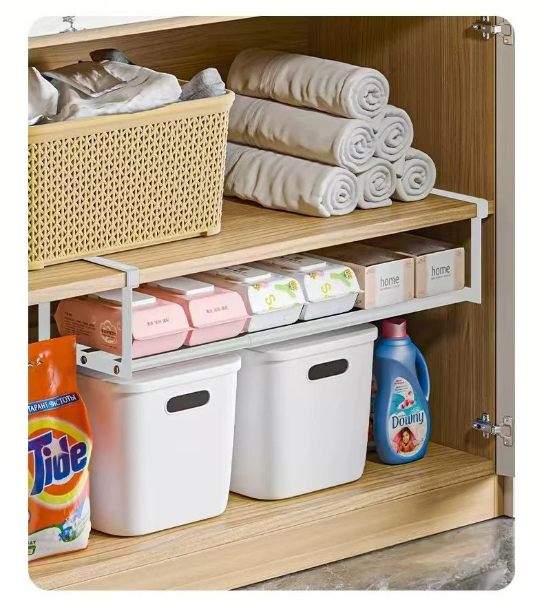 Armoire de rangement pour la maison avec séparateurs multicouches rétractables, extensibles et suspendus pour optimiser l’espace de rangement
