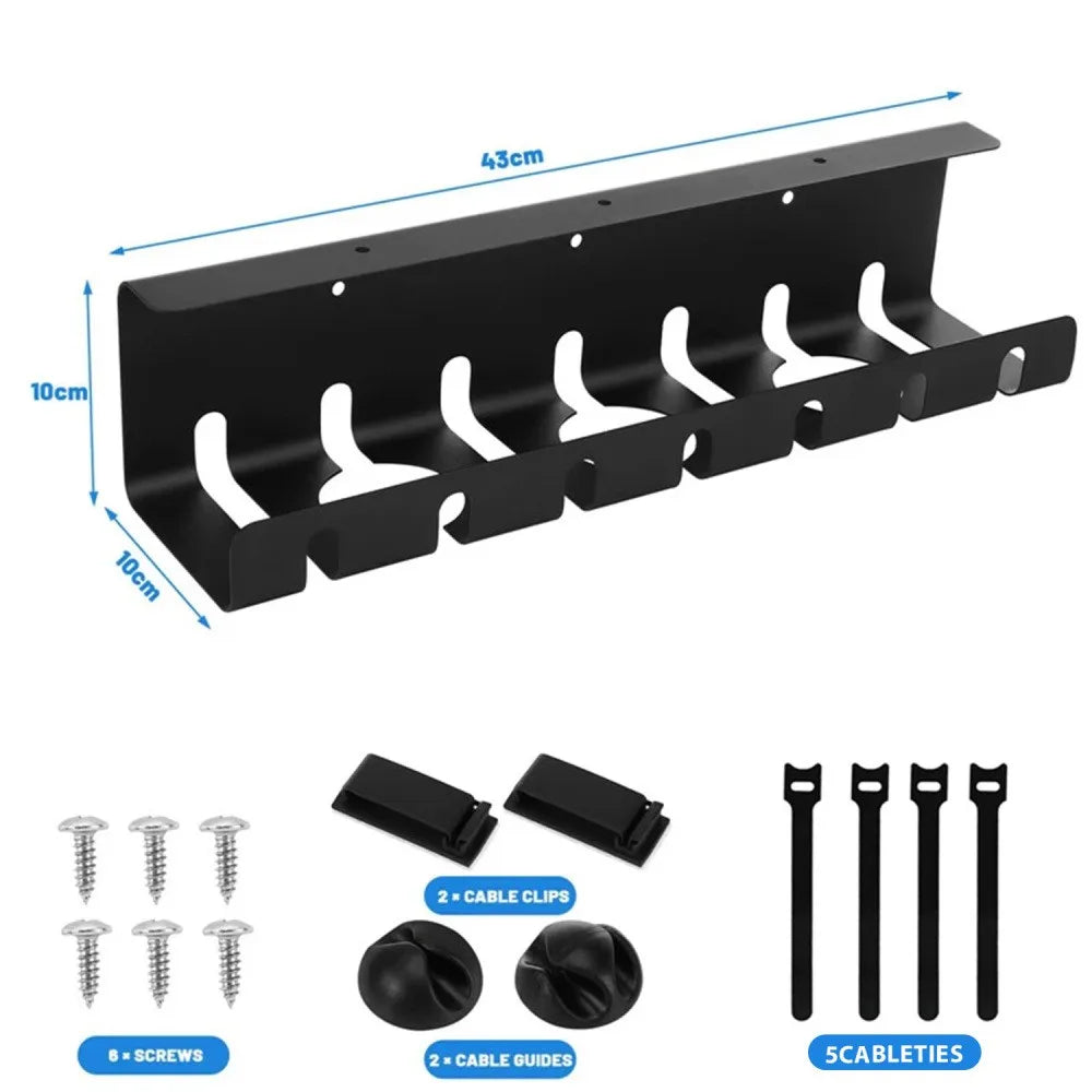 Under-Desk Metal Cable Management Tray, 2-Piece Set