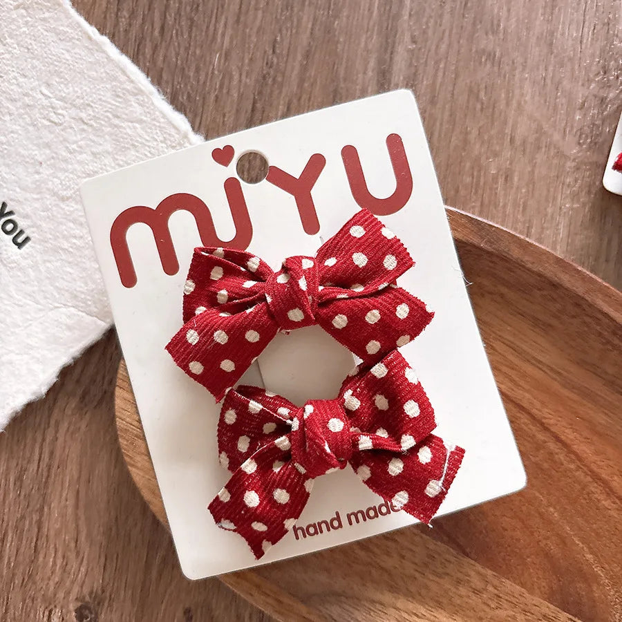 2026 New Year Cute Red Bow Hairpins Children Girls Kid Hair Clips Pin Barrettes Accessories Hairclip Headwear Headdress Ornament