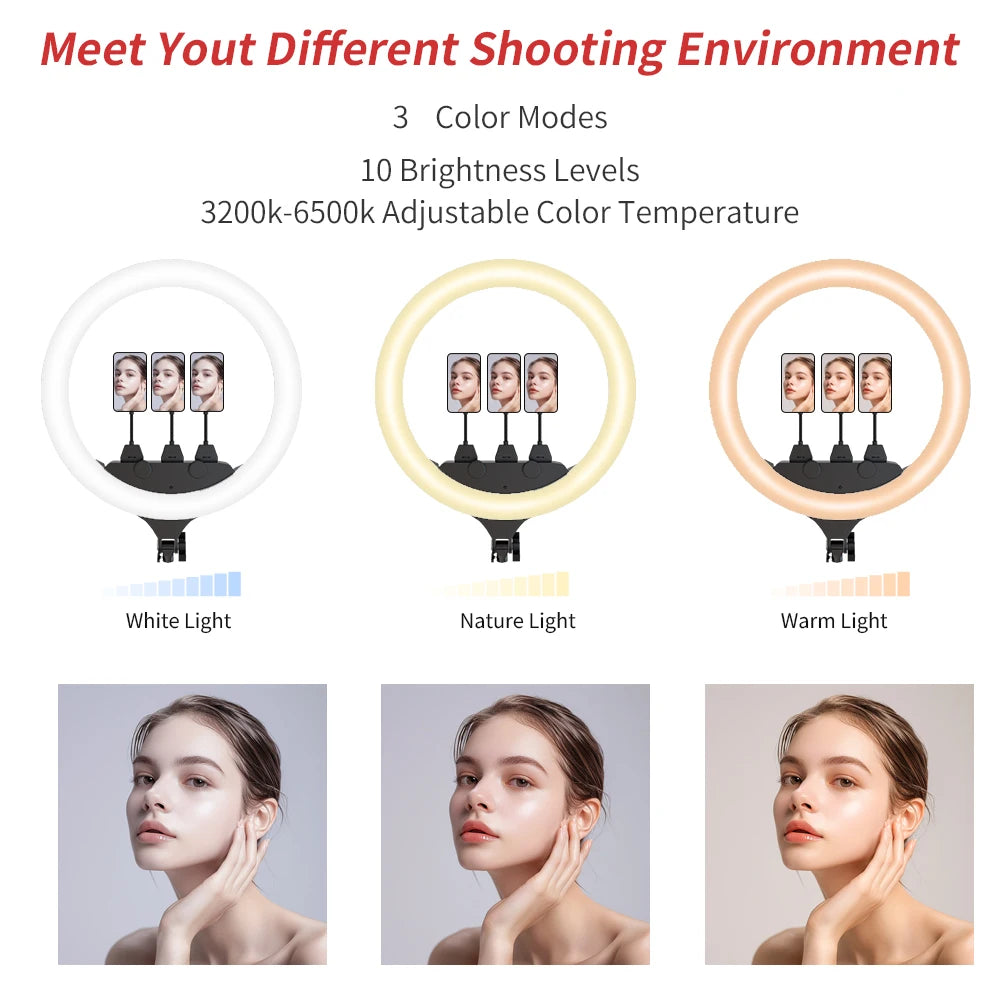 SH 18" LED-Selfie-Ringlicht Fotografie Videoleuchte Ringlicht Handy-Stativ Fülllicht dimmbare Lampe Stativ Streaming