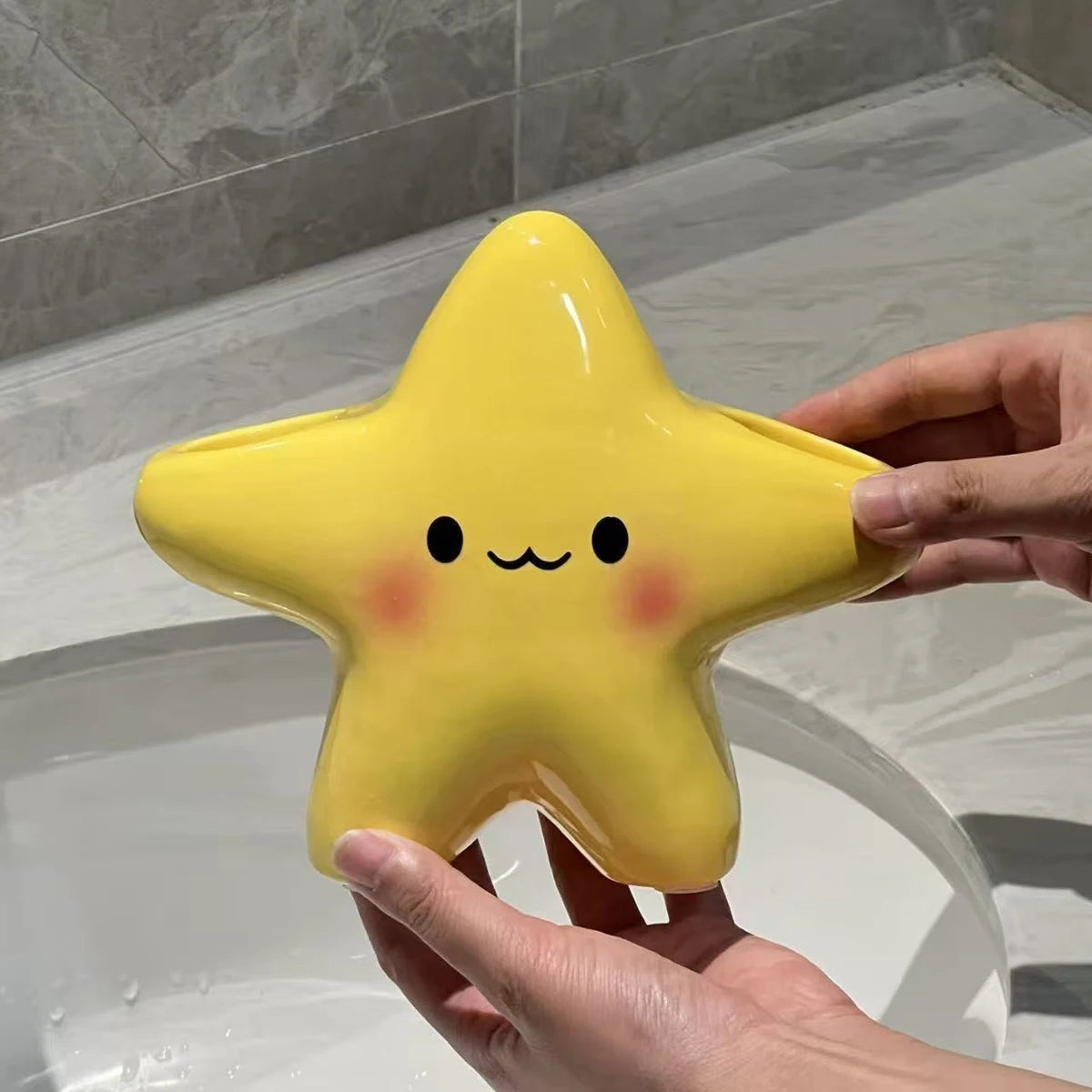 Portalápices de dientes en forma de estrella, organizador de baño independiente con diseño de cara bonita, ahorra espacio para cepillos y pasta de dientes
