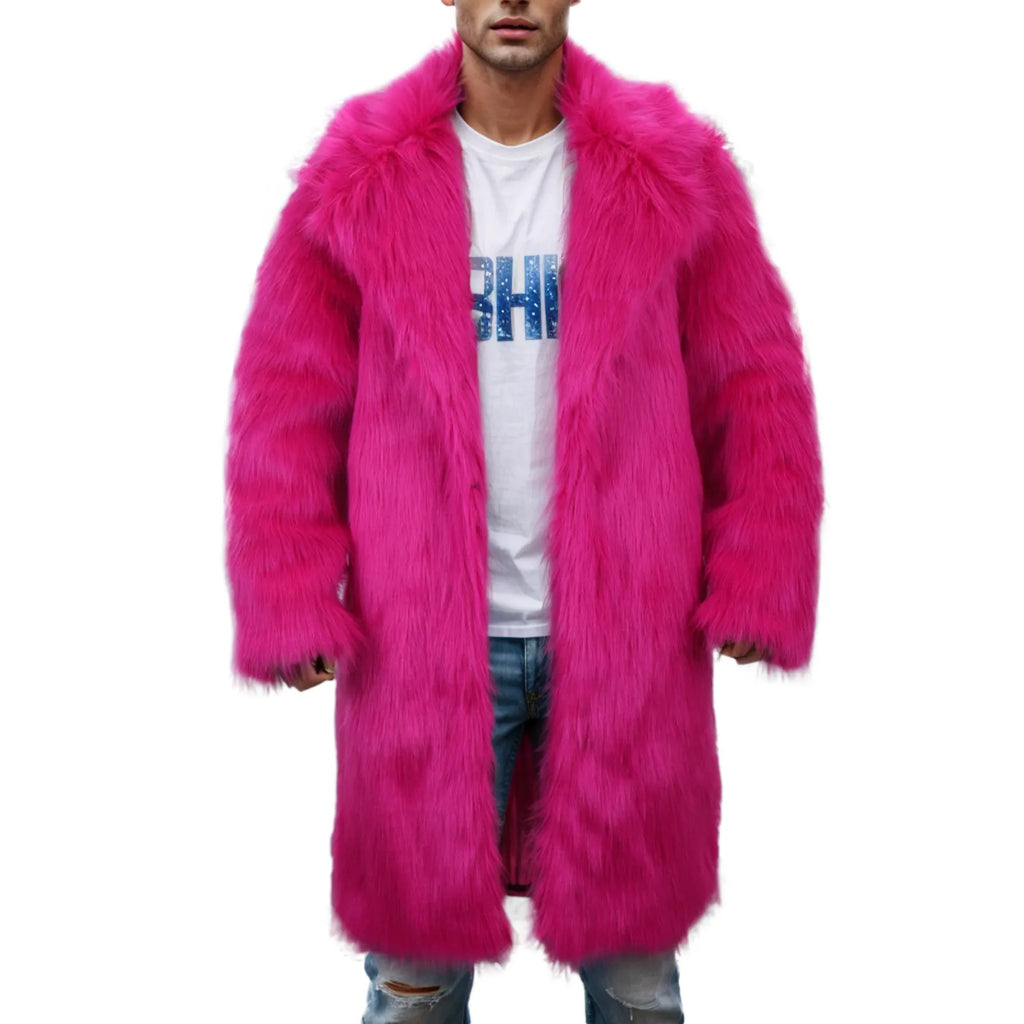 Men'S Winter Warm Pink Leopard Print Coats Fashion Outdoor Wool Artificial Coat Mens Loose Fit Outdoor Casual Windbreaker