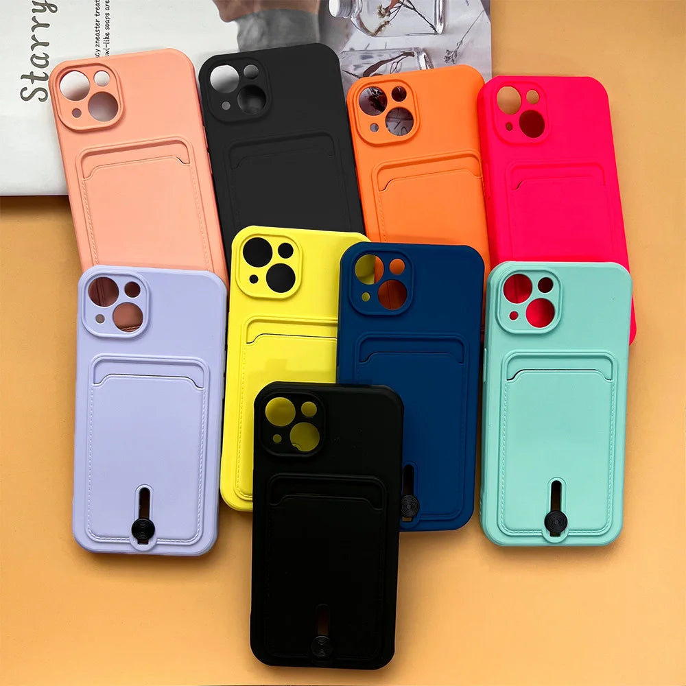 Silicone Wallet Phone Case For Apple iPhone 18 17Air 16 15 14 13 12 11 Pro Max Plus Card Slot Pocket Shockproof Protective Cover