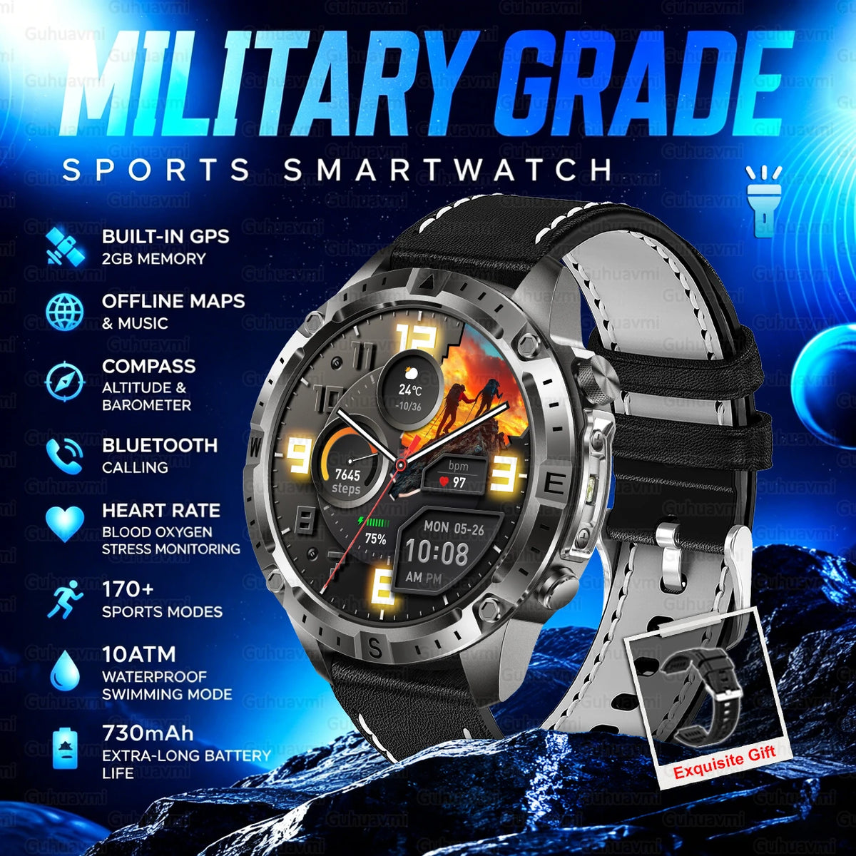 GPS Outdoor Smartwatch with Compass and Offline Map Feature