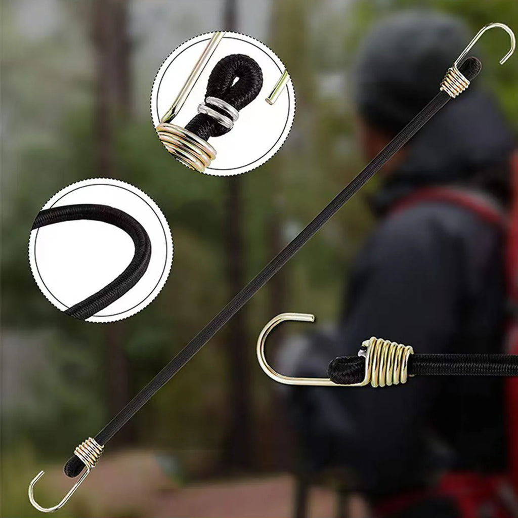 Heavy Duty Elastic Bungee Cords With Hooks, Carabiner Luggage Cord  Luggage Packing Ropes Camping Accessories