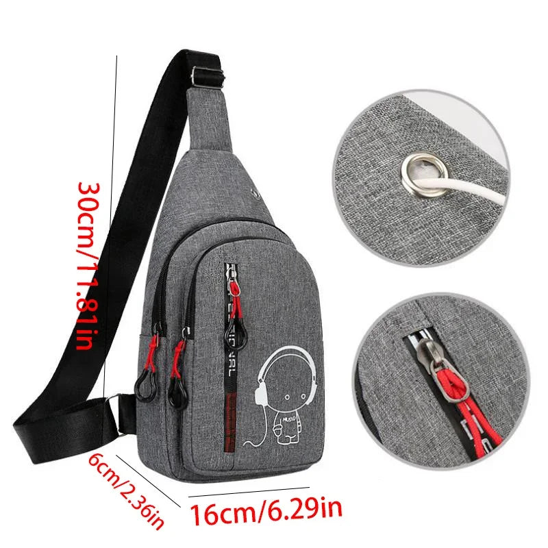 Men's Crossbody Bag, Creative Casual Multi-layer Shoulder Bag with Adjustable Strap, Zipper Closure & Multiple Pockets, for Daily Outings, Commuting, Travel and Parties