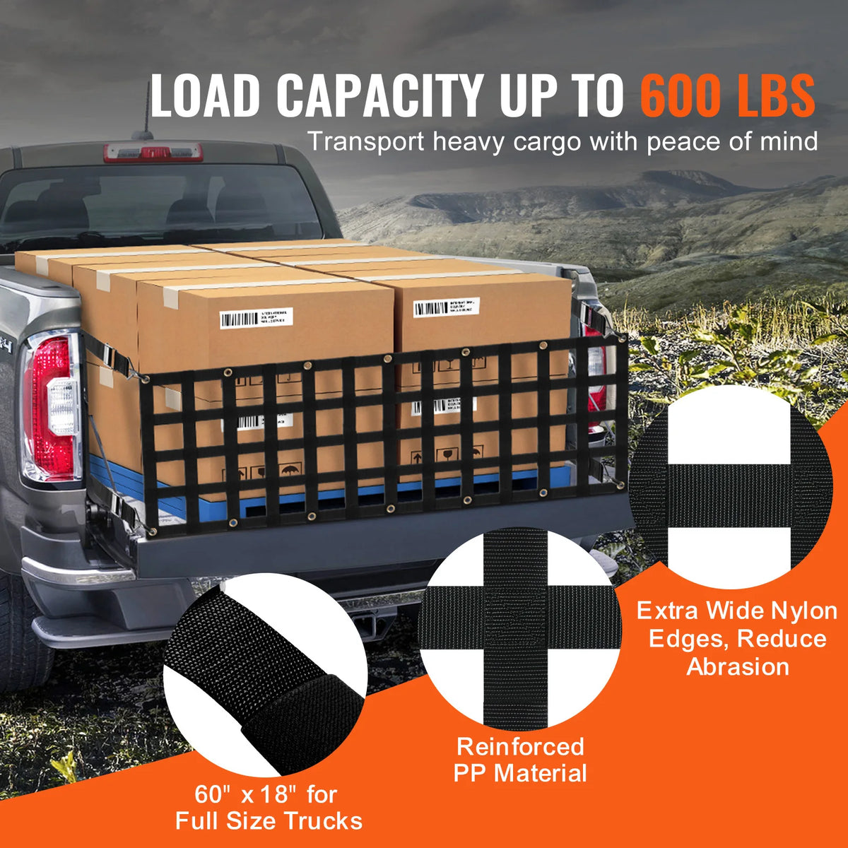 SucceBuy Car Tailgate Net Elastic Rear Cargo Trunk Storage Organizer with 4 Telescopic Straps Luggage Net for Trailer Jeep SUV
