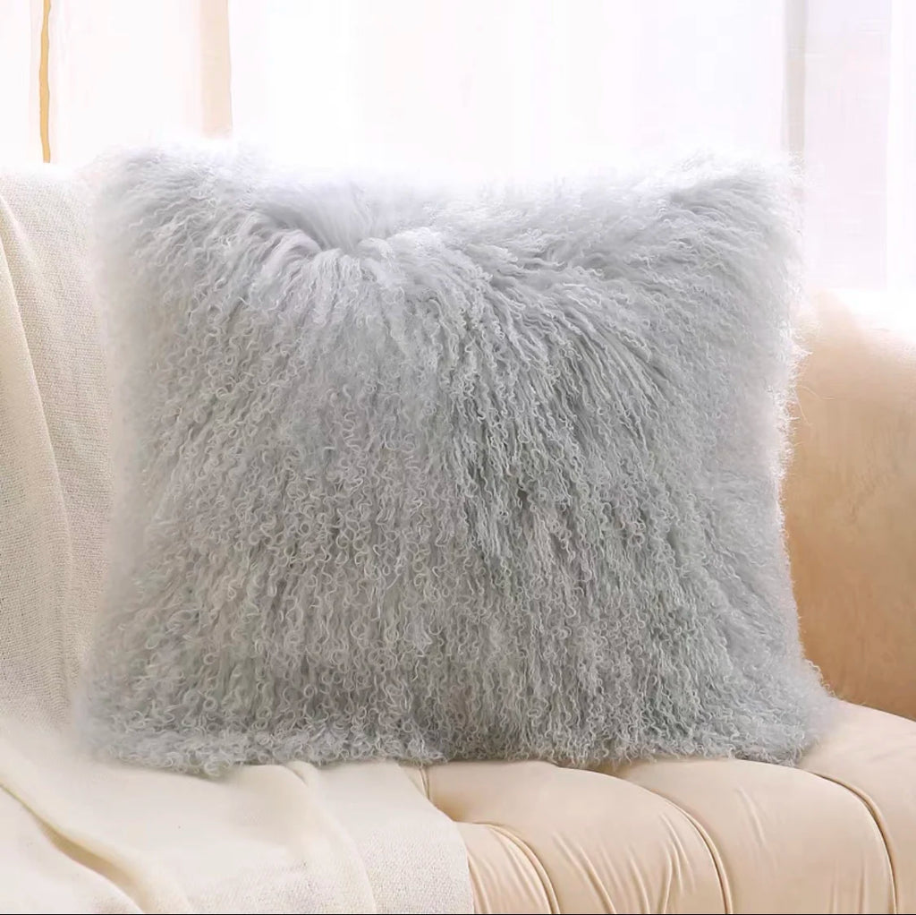 Genuine Mongolian Lamb Fur Cushion Cover, Sofa Pillow Cover, Tibetan Lamb Fur, Home Decoration Fur Cushion