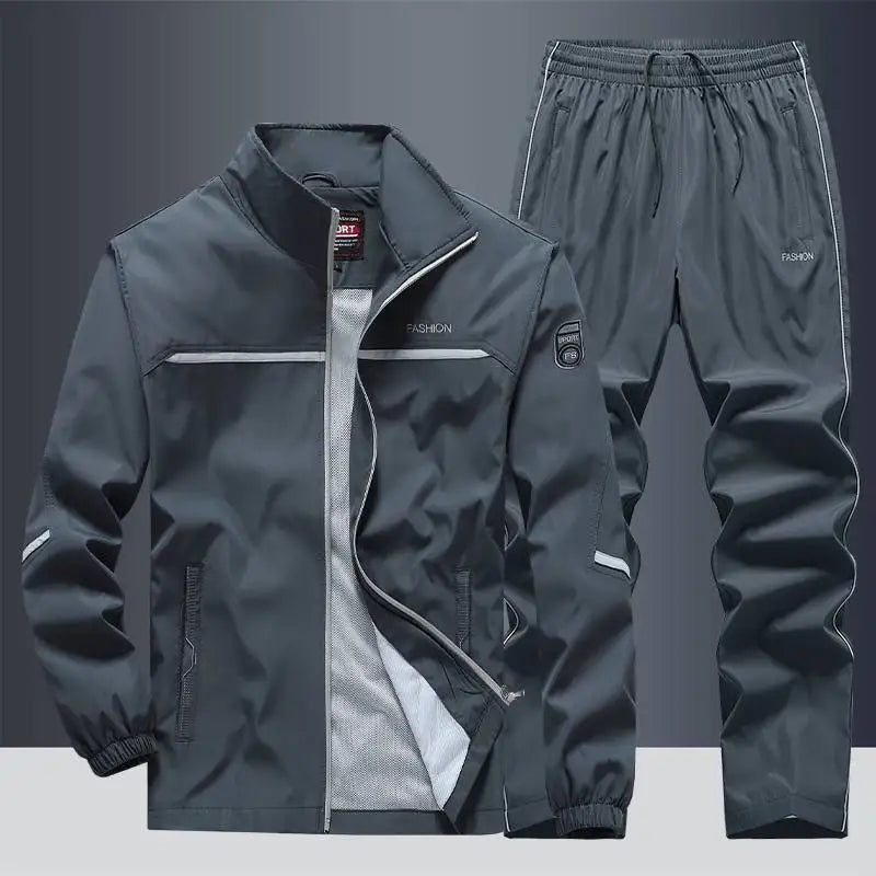Completo sportivo uomo con giacca zip e pantaloni