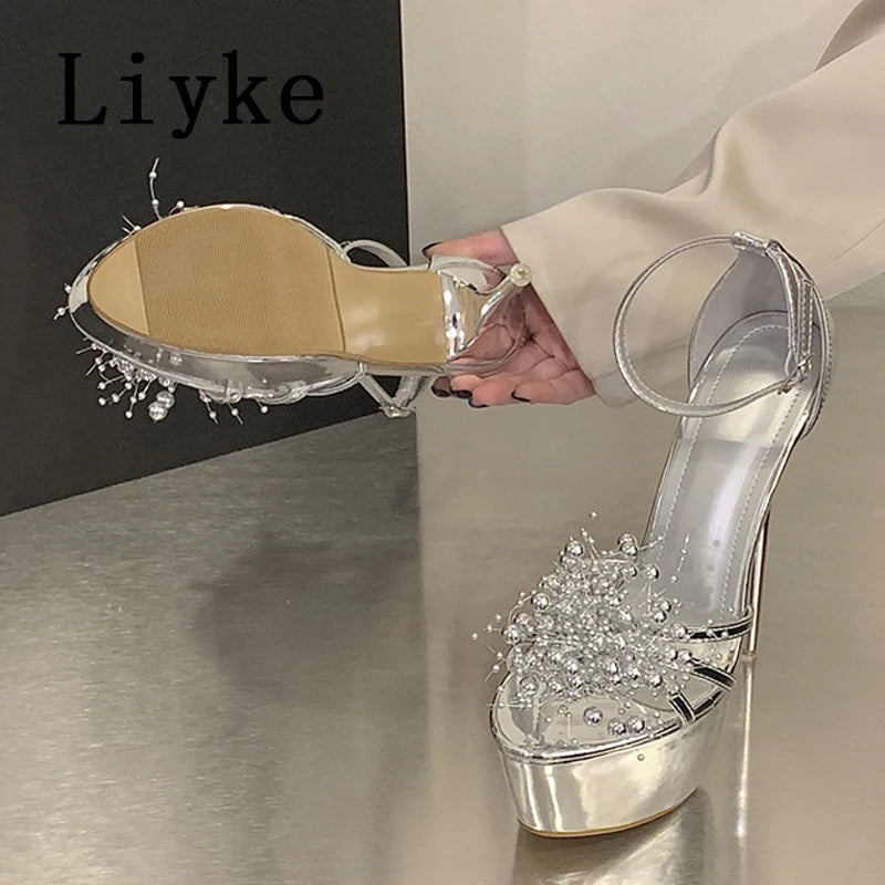 Sandali donna Liyke argento con decori a raggiera