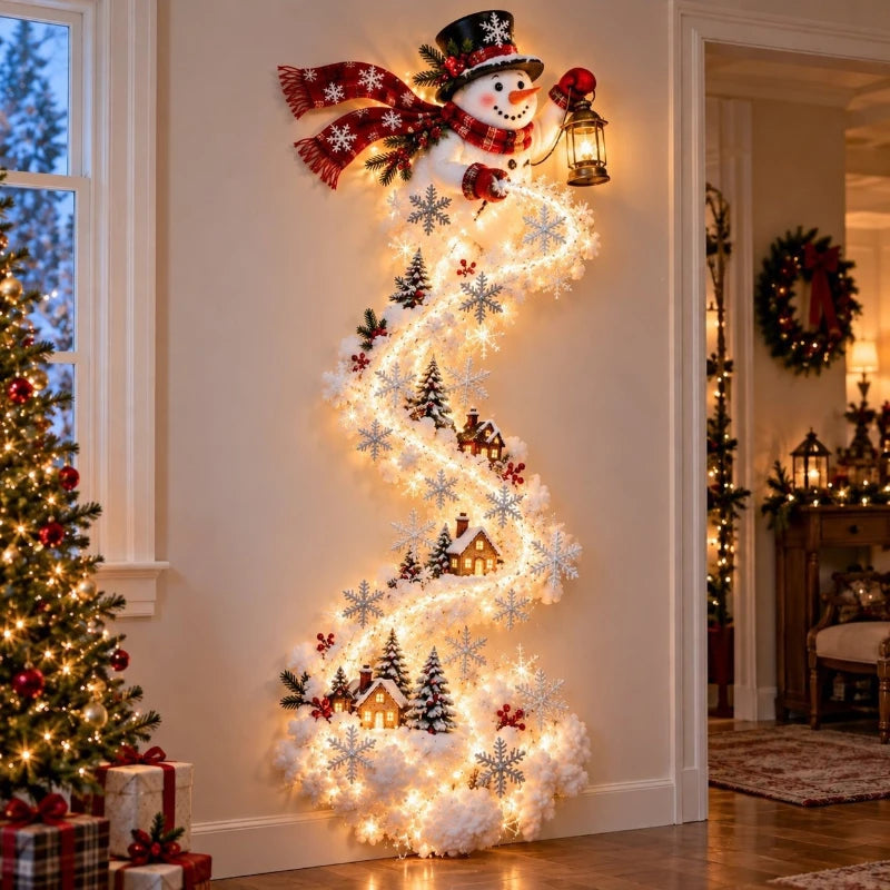 Christmas Magic Wall Trail DIY Light-emitting Birth Scene Wall Decor Christmas Spiral Trail LED Glowing Xmas Door Ornament
