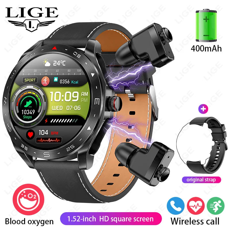 LIGE AMOLED Smartwatch with Bluetooth Earphones