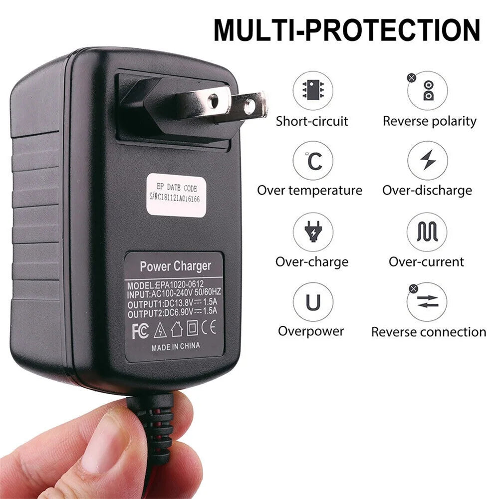 6V 12V 1.5A Automatic Battery Charger Maintainer Car Automatic Float Charger Motorcycle Lawn Mower Tractor Lead-acid AGM GEL Toy