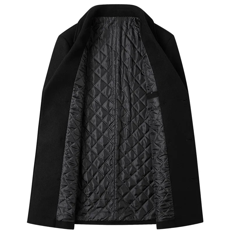 Eur Sizes Male Casual Business Jacket Autumn and Winter High-end Double-breasted Men's Woolen 40% Wool Coat Warm Trench Coat