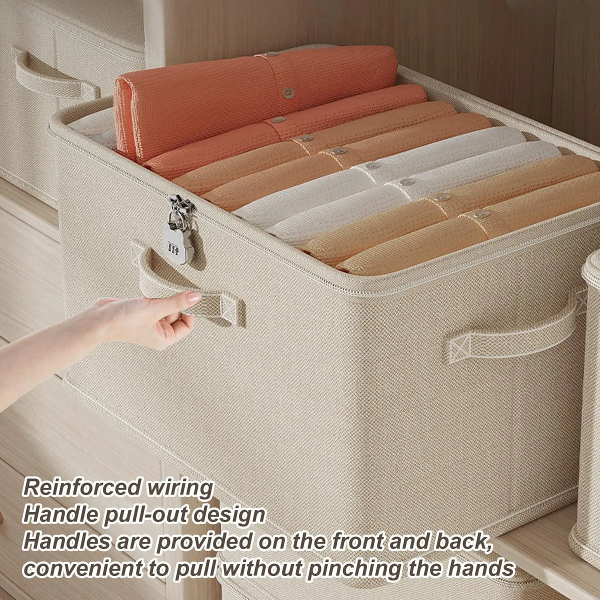 Grande boîte de rangement avec serrure, empilable, sécurisée avec poignée, bac de rangement verrouillable, lavable, paniers d'étagère pour