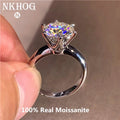 Anillo clásico de 6 garras con moissanita redonda de 5 quilates, plata de ley 925, diamante de alta claridad color D, joyería para mujer chapada en oro de 14K